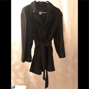 KS Selection short charcoal grey coat jacket w/belt. Virgin Wool. Relaxed look.